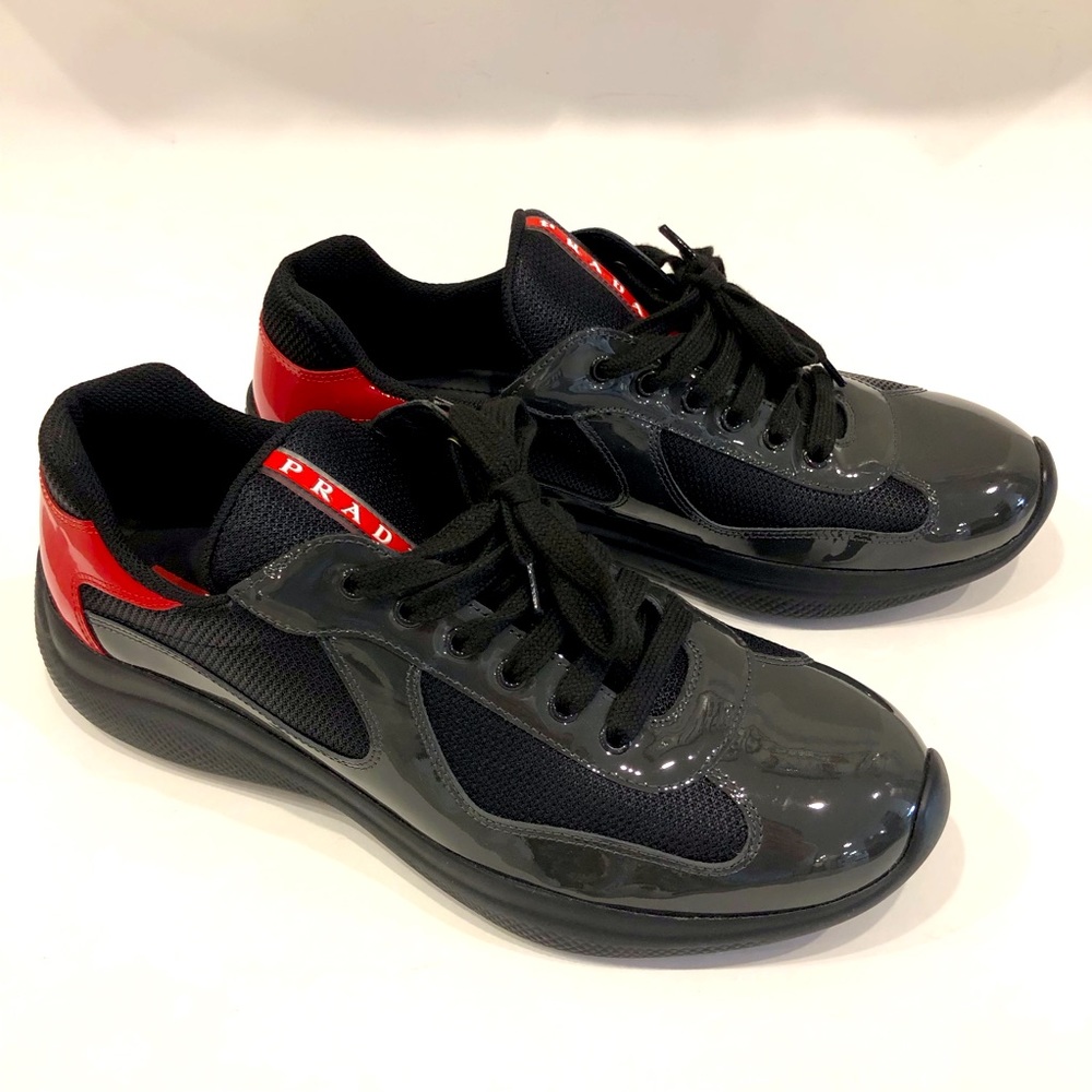 PRADA Patent Leather America's Cup Sneakers